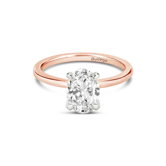 Oval Solitaire Ring - Two tone Rose Gold - Bodega
